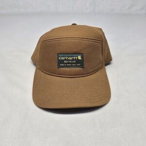 Carhartt WIP Backley Five 5-Panel Hat Cap Canvas Brown Tan Logo Adjustable Strap